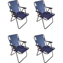 Woodensa Plastik Kollu Katlanir 4 Lü Piknik ve Kamp Sandalyesi Mavi 46,5X40,5X41 cm Sirt 57X55X81 cm