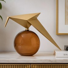 Bahar Aydınlatma Auren Glide Gold Metal Kuş Figürlü Amber Camlı Dekoratif Biblo