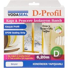 Aesco 53.01.049 Kapı Pencere Izolasyon Bandı, Kauçuk Profil, Kendinden Yapışkanlı, Beyaz