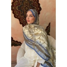 İmaj Butik Mavi Desenli Ipek Şal