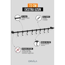Orvila Siyah Metal Mutfak ve Banyo Askısı Çok Amaçlı 8 Kancalı Askı Demiri Maxi 72 cm