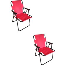 Woodensa Plastik Kollu Katlanir 2 Li Piknik ve Kamp Sandalyesi Kirmizi 46,5X40,5X41 cm Sirt 57X55X81 cm
