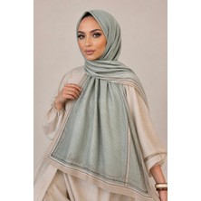 İmaj Butik Su Yeşili Desenli Pamuklu Şal