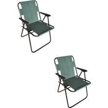 Woodensa Plastik Kollu Katlanir 2 Li Piknik ve Kamp Sandalyesi Yesil 46,5X40,5X41 cm Sirt 57X55X81 cm