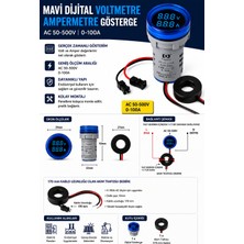 Tianyi Dijital Voltmetre Ampermetre AC50-500V 0-100A -Mavi