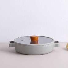 Aesco Cam Kapaklı Alüminyum Sahan 22CM Gri