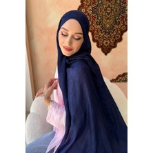 İmaj Butik Lacivert Pamuklu Jakar Şal