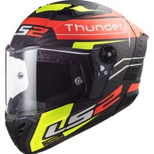 Ls2 Thunder Karbon Attack Mat Kırmızı-Neon Sarı Kask