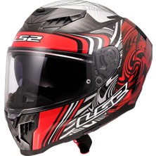 Ls2 Dragon Karbon Enthum Kırmızı Kask