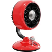 Aesco Q3 120° Salınımlı 3 Kademeli LED Işıklı Şarjlı Masaüstü Fan Vantilatör Retro Kırmızı
