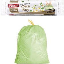 Aesco Yasemin Kokulu Orta Boy Büzgülü Çöp Poşeti 15'li 55X57 Cm, Kolay Bağlanır Kokulu Büzgülü Orta Boy Çöp Torbası, Sızdırmaz, Yırtılmaz, Geri Dönüştürülebilir Atık Torbası, Güçlü Çöp Poşeti