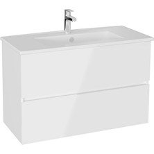 VitrA Mia Plus Square Lavabo Dolabı 100 Cm, Iki Çekmeceli Parlak Beyaz