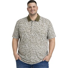 Battal Moda Battalmoda Erkek Büyük Beden Vizon Polo Yaka Mozaik Kısa Kollu Tişört 3xl-4xl-5xl-6xl