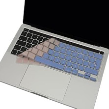 Aesco MacBook Pro Türkçe Q Klavye Koruyucu A2338 M1 M2 A2251 A2289 A2141 Uyumlu Ters L Enter Silikon Keyboard Cover Touch Bar 13 Inç 16 Inç Mavi Pembe