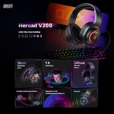 Aesco Qcy Heroad V200 Rgb 7.1 Kablosuz Gaming Oyuncu Kulaklığı 3 Modlu (Bt, 2.4ghz, Type-C) Pc - Ps5