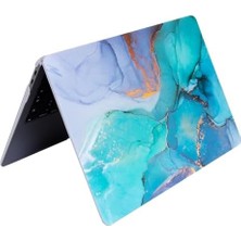Aesco Matebook D15 Uyumlu Kristal Parlak Tpu Kılıf | Mermer Desenli Lazer Baskı Ince Sert Kapak Laptop Koruyucu Açık Yeşil