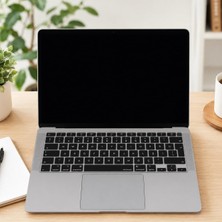 Aesco Türkçe Q Klavye Koruyucu MacBook Air 13 A1932 A2179 A2337 M1 Uyumlu | Uk Iso Ters L Enter | Ultra Ince Silikon Keyboard Cover Siyah