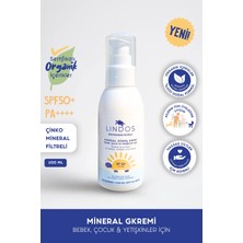 Lindos Naturals Organik Mineral Filtreli Güneş Kremi Non Nano Çinko SPF50+ Bebek, Çocuk ve Yetişkinler Için 100 ml