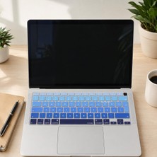 Aesco Türkçe Q Klavye Koruyucu MacBook Air A1932 A2179 A2337 M1 Uyumlu | Uk Iso Ters L Enter | Ultra Ince Silikon Keyboard Cover Lacivert Mavi
