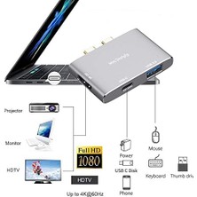 Aesco Dual Usb-C Hub Çoklayıcı Adaptör | 4K HDMI 60Hz, USB 3.0, Pd Şarj Geçişli | Apple MacBook Air ve Pro (Çift Usb-C Modeller) ile Uyumlu | Alüminyum Gri