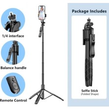 Aesco Profesyonel Tripod ve Selfie Çubuğu L16 Bluetooth Uzaktan Kumandalı 153 cm Cep Telefonu Yüksekliği Ayarlanabilir Masaüstü Portatif Taşınabilir Iç Dış Mekan Evde Tatilde Kampda Kullanım Uygun
