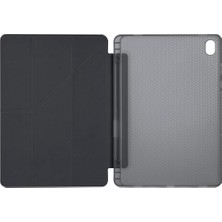 Aesco Galaxy Tab S11 SM-X730 X736B ile Uyumlu Akıllı Kılıf, Kalem Bölmeli Lansman Antrasit Origami Standlı Darbe Emici Şeffaf Arka Kapaklı Ultra Ince Popüler Tablet Kılıfı