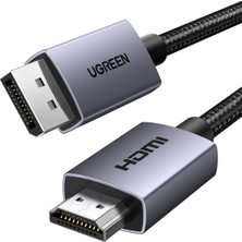 Aesco 4K 1080P@120Hz Displayport 1.2 To HDMI 1.4 Örgülü Kablo, 1.5m, 35841