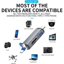 Aesco USB Otg Kart Okuyucu Type-C To USB Uçlu Pc Bilgisayar ve Notebook Uyumlu Mikro Sd Kart Okuyucu USB A To USB CADS-307 (3in1)