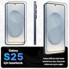 Aesco Galaxy S25 ile Uyumlu Otomatik Hizalama Aparatlı Takılırken Toz Toplama Özellikli Ekstra Güçlendirilmiş Lazer Kesim Ekran Koruyucu Kırılmaz Cam