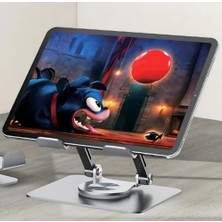 Aesco Rever Tablet Standı 360° Dönen Metal Masaüstü Açılı Katlanabilir Tablet Tutucu Stant