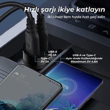 Aesco Bix BXAC65C 65W Pd Type-C & 18W Usb-A Girişli Çift Portlu Hızlı Şarj Özellikli Araç Içi Şarj Cihazı Siyah