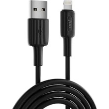 Aesco 12W 2.4A Usb-A To Lightning iPad ile Uyumlu Silikon Hızlı Şarj ve Data Kablosu Siyah 2 Metre