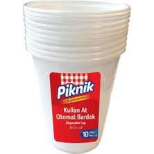 Aesco Piknik Kullan At Plastik Bardak Otomat 10'lu Beyaz 1481