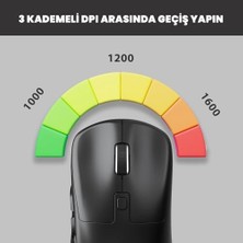 Aesco WS216 Kablosuz 1600DPI 7 Tuşlu Sessiz Pc, Mac, Dizüstü Bilgisayar Için, USB Mini Alıcı ile Optik Mouse Siyah (Siyah)