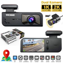 Poke Wifi Araç Içi 2 Kamera Gps'li Dvr LED Ekran Gece Renkli Sesli 2k+1k Rose Mr-76 Gps
