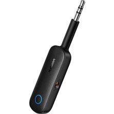 Aesco Bluetooth 5.0 Verici 3.5mm ve Dahili Mic Araç Mikrofon Bluetooth Adaptörü ile 2'si 1 Arada Alıcı Siyah
