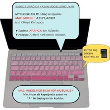 Aesco MacBook Air 13 Arapça Klavye Koruyucu A1932 A2179 A2337 M1 | Uk Iso Ters L Enter Uyumlu | Arabic Keyboard Cover Touch Id Pembe Pembe