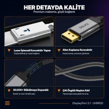 Aesco 80GBPS Displayport 2.1 Kablo 16K 60Hz 8k 120Hz 4K 240Hz UHBR20 Hdr Dsc 1.2A Örgülü Dp 2.1 Monitör Kablosu (2, 2m, Metre)