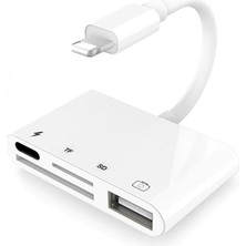 Aesco 3343 Apple Uyumlu Lightning To USB Lightning Micro Sd Tf Kart Okuyucu Çevirici Dönüştürücü Adaptör Dişi:lightning+Microsd+Sd+Usb Girişler