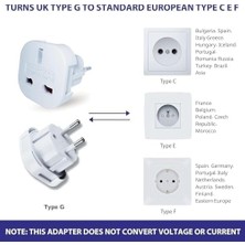 Aesco Ingiltere’den Ab’ye Seyahat Adaptörü, Uk G Tip 3 Pin’den Avrupa E/f Tipi 2 Pin Priz Dönüştürücü, Güvenlik Kilitli, 240V 10A, 16A, Fransa, Almanya, Hollanda, Polonya, Isveç Uyumlu