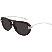 Bottega Veneta BV1418S 002 Knot Aviator Havana Gri Kadın Güneş Gözlüğü