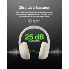 Aesco Soundform Isolate Gürültü Önleyici Kablosuz Kulaklık (Kum) – Mikrofonlu, 60 Saat Pil, Derin Bas, Cloudcushion Konfor, Bluetooth Kulak Üstü Kulaklık