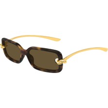 Bottega Veneta BV1439S 002 Havana Gold Knot Rectangle Gunes Gozlugu