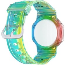 Aesco Tagsafe Rainbow Çocuk Bileklik Silikon Airtag Uyumlu Kılıf Saat Hafif