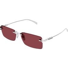 Gucci GG1941S 003 Kadın Güneş Gözlüğü Silver Metal Kırmızı Lens