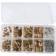 Aesco Htf 300 Adet M2 Metal Distans Vida Somun Seti Aralıyıcı Stand Off 10 Çeşit Şeffaf Çantada Vida Seti