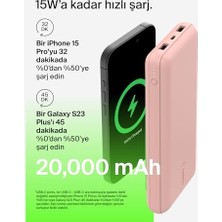 Aesco USB C Taşınabilir Şarj Cihazı 20000 Mah, USB Tip C Giriş Çıkış Bağlantı Noktalı 20K Güç Bankası Için USB C - A Kablosu Dahil 2 USB A Bağlantı Noktası – Rose Gold