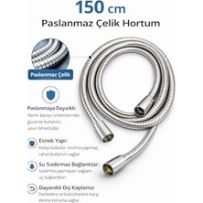 Aesco Paslanmaz Çelik Duş Hortumu ve El Duşu Seti, 150 cm Esnek Hortum, Yüksek Basınçlı Duş Başlığı, Kireç Önleyici Nozullar, Evrensel Bağlantı, Banyo Için,el Duşu ve Paslanmaz Çelik Duş Hortumu Seti 150 cm