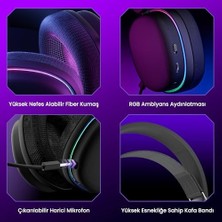 Aesco Aula G7 Tri Mode Kablosuz Rgb Gaming Mikrofonlu Oyuncu Kulaklığı 40MM Driver Gürültü Engelleyici Beyaz