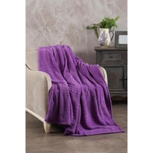Aesco Comfy | Çizgili Wellsoft Tv Battaniyesi 110X180 cm Mor